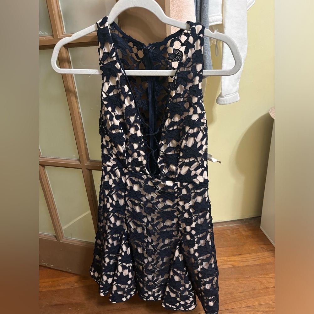 Mystique boutique lacy navy dress size small